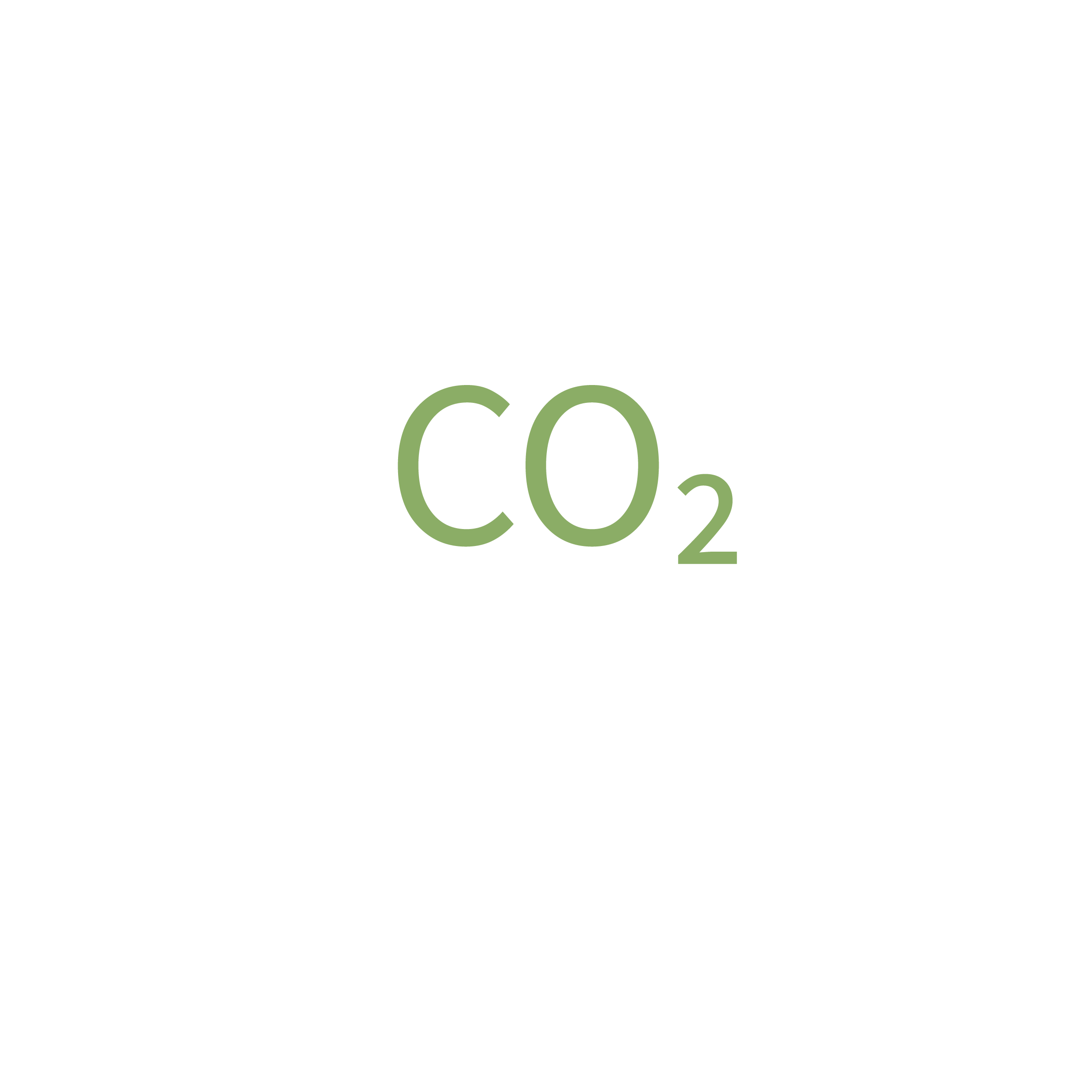 Line drawing of a cloud with CO2 and a down arrow inside.