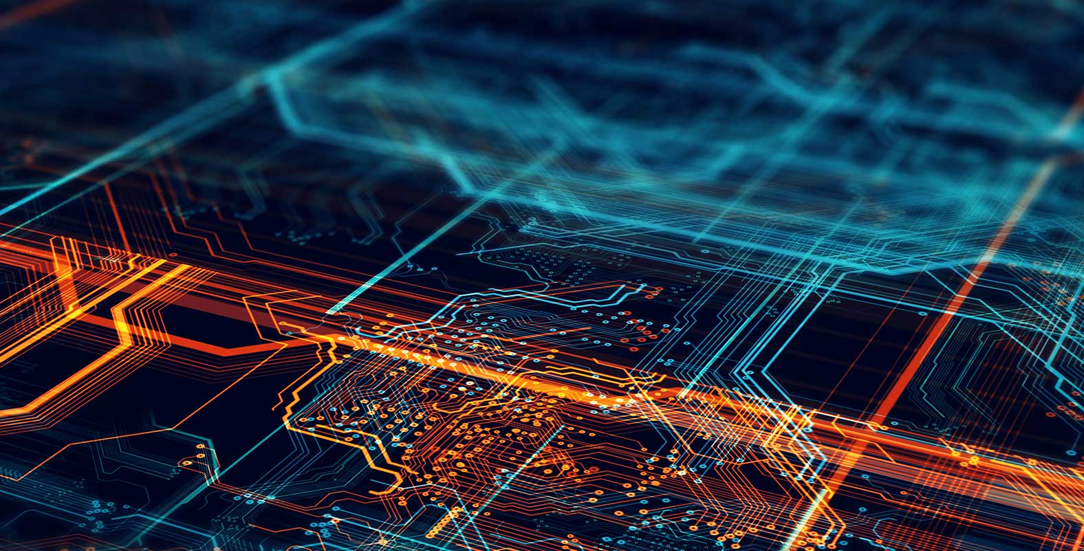 Macro digital drawing of a circuit board